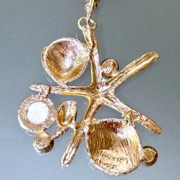 Rhinestone Bling Beachy Oceanic Starfish Seashells Rhinestone Bag Charm Keychain - Picture 4 of 4